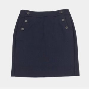 Sz 6 Petite LOFT Navy Sailor Button Pocket Skirt HEMMED SHORTER READ DESCRIPTION